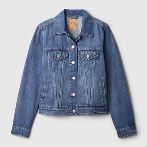 Gap Women’s Icon Denim Jean Jacket with Washwell in Dark Indigo Blue Sz Medium